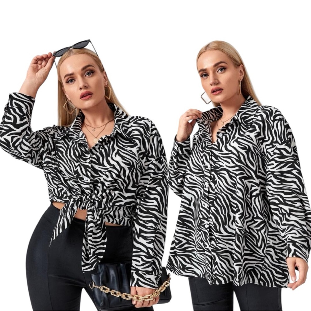 🌷SHEIN Zebra Striped Button- Up Blouse Size 3X 3/$30